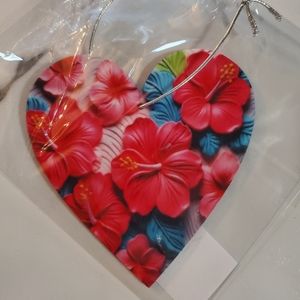 3D Hibiscus Flowers Heart Shaped Car Air Freshener